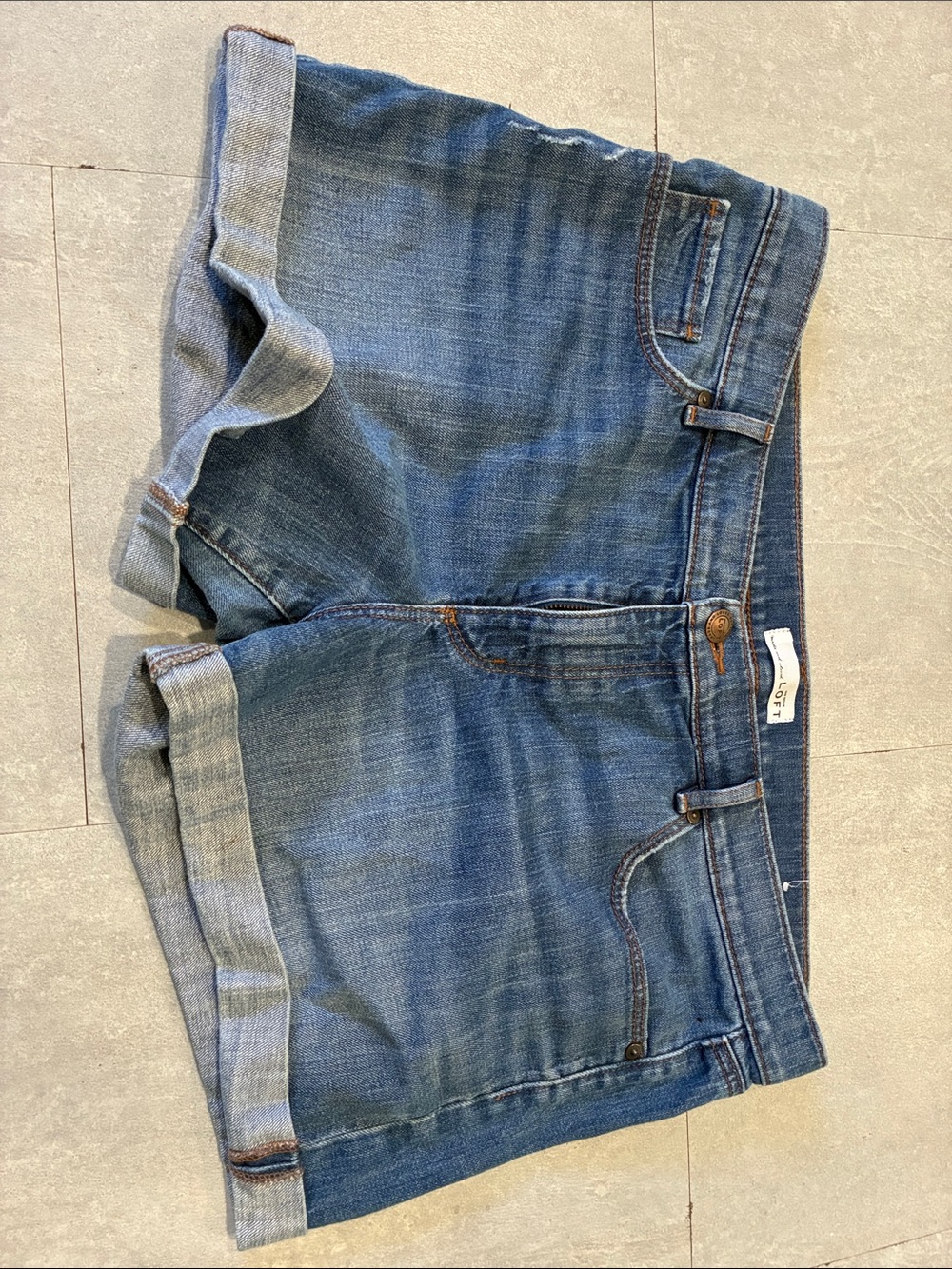 LOFT Blue Denim Shorts with Branded Button